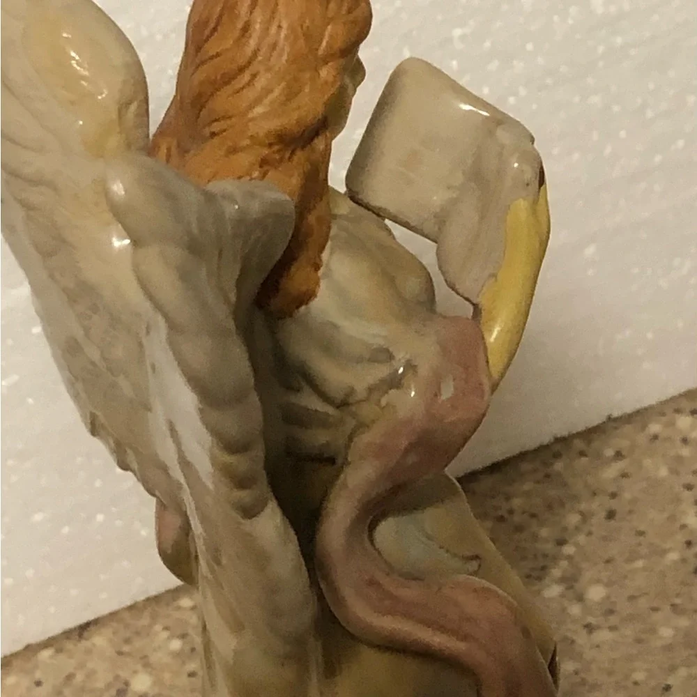 Porcelain Angel Figurine in Soft Cream and Pink